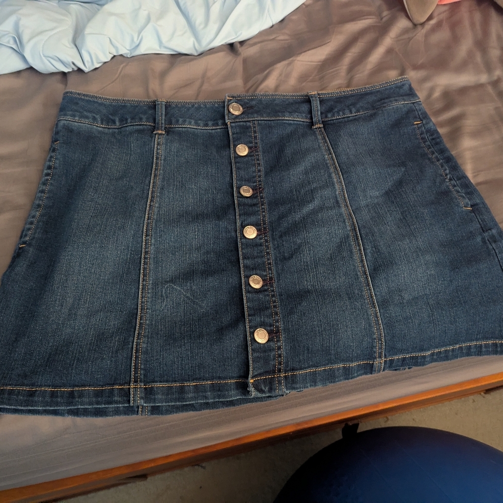 American Eagle Denim Button-Up Skirt